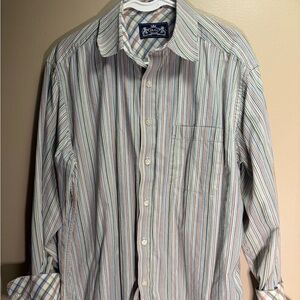 Robert Graham R&G Vintage Stripe Button Shirt L Y2K Multi Color